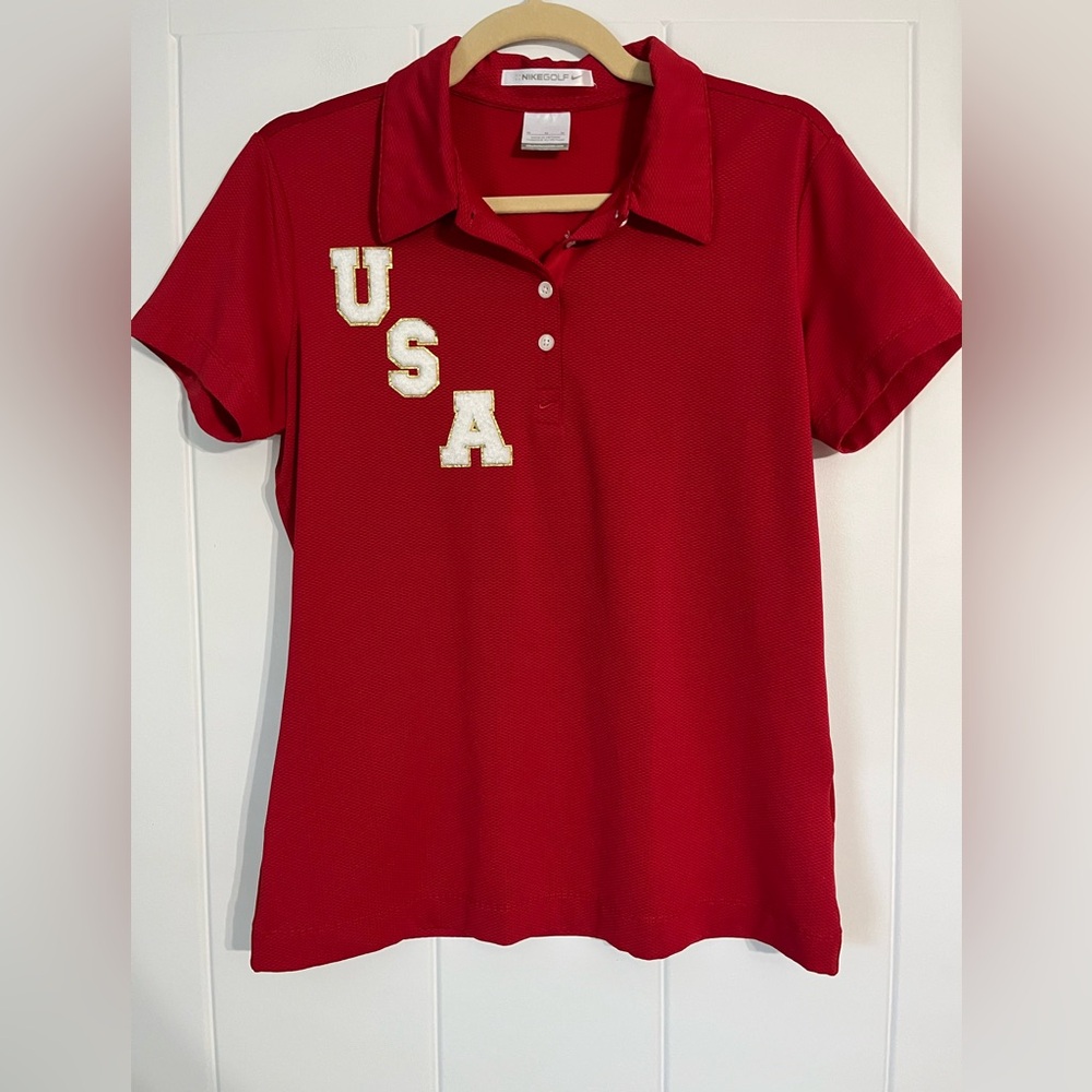 Nike Golf Red Button Down Polo Shirt